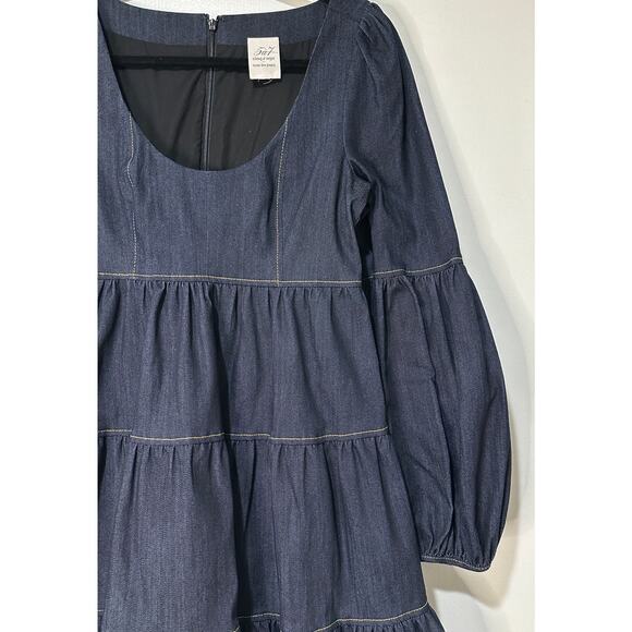 Cinq à Sept Rose Long Sleeve Stretch Denim Dress Indigo Size Small NWOT Romantic - Picture 6 of 16